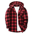 thumbnail image 1 of StSilkitty Button down Shirt Jacket for Mens Plaid Long Sleeve Drawstring Front Hooded T-Shirts with Pockets Lightweight Casual Shacket, 1 of 5