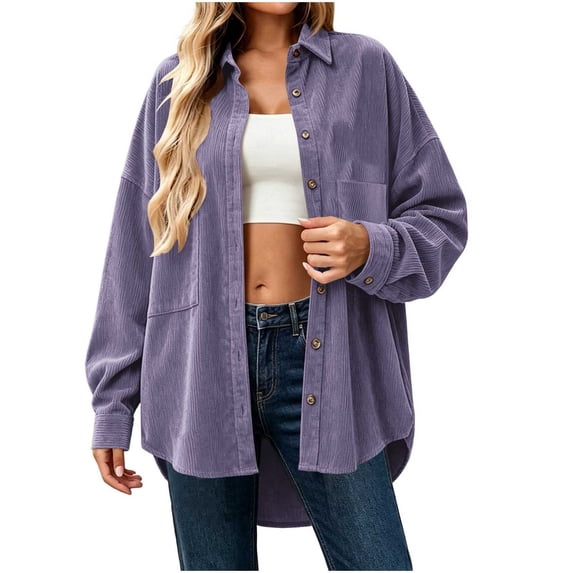 StSilkitty Button down Shirt Jacket for Women Long Sleeve Collared Shacket Coat with Pockets Fall Winter Outerwear