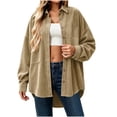 thumbnail image 1 of StSilkitty Button down Shirt Jacket for Women Long Sleeve Collared Shacket Coat with Pockets Fall Winter Outerwear, 1 of 6