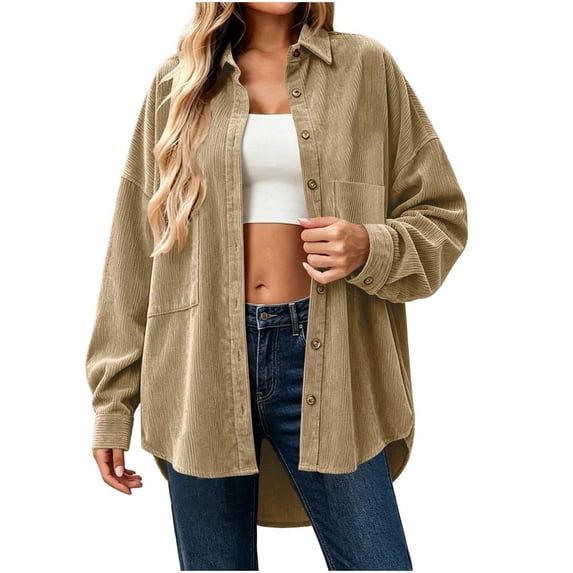StSilkitty Button down Shirt Jacket for Women Long Sleeve Collared Shacket Coat with Pockets Fall Winter Outerwear
