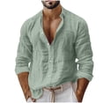 thumbnail image 1 of StSilkitty Button down Shirts for Men Cotton Linen Long Sleeve Collared Shirt Lightweight Casual Beach Vacation Tops, 1 of 8