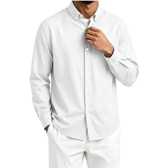 StSilkitty Button down Shirts for Men Long Sleeve Stand Collar Dress Shirt with Pocket Lightweight Soft Office Work Tops