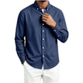 thumbnail image 1 of StSilkitty Button down Shirts for Men Long Sleeve Stand Collar Dress Shirt with Pocket Lightweight Soft Office Work Tops, 1 of 7