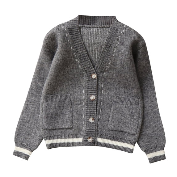 StSilkitty Cardigan Sweater for Boys Girls Long Sleeve V Neck Button down Cardigans Fall Winter Tops with Pockets