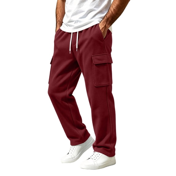 StSilkitty Cargo Pants for Men Elastic Waist Drawstring Sweatpants with Pockets Athletic Running Hiking Trousers