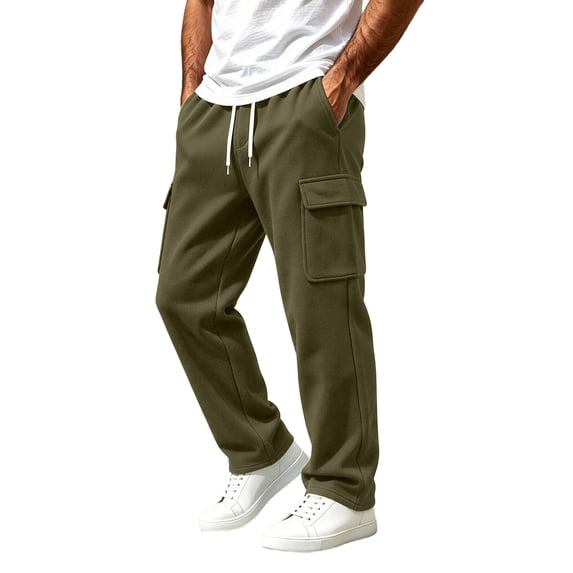 StSilkitty Cargo Pants for Men Elastic Waist Drawstring Sweatpants with Pockets Athletic Running Hiking Trousers