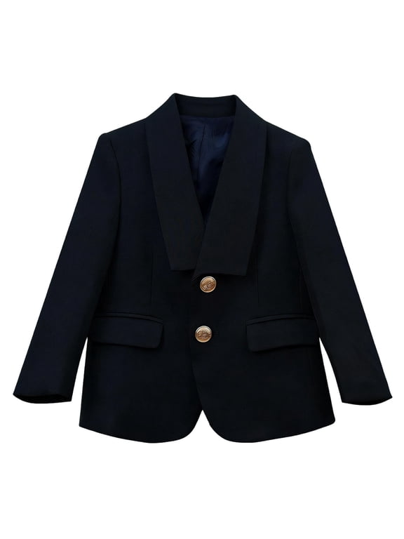 Casual Blazer for Boys Girls Long Sleeve 2 Buttons Suit Jacket Lightweight School Uniform Dress Coat with Pockets