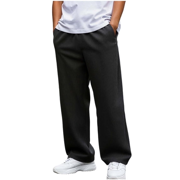 StSilkitty Casual Pants for Men Drawstring Elastic Waist Wide Leg Pants Lightweight Breathable Trousers with Pockets