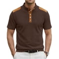 thumbnail image 1 of StSilkitty Casual Short Sleeve Shirts for Mens Band Collar 6 Buttons Tee-Shirt Summer Beach Vacation Tops, 1 of 4