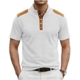 thumbnail image 1 of StSilkitty Casual Short Sleeve Shirts for Mens Band Collar 6 Buttons Tee-Shirt Summer Beach Vacation Tops, 1 of 4