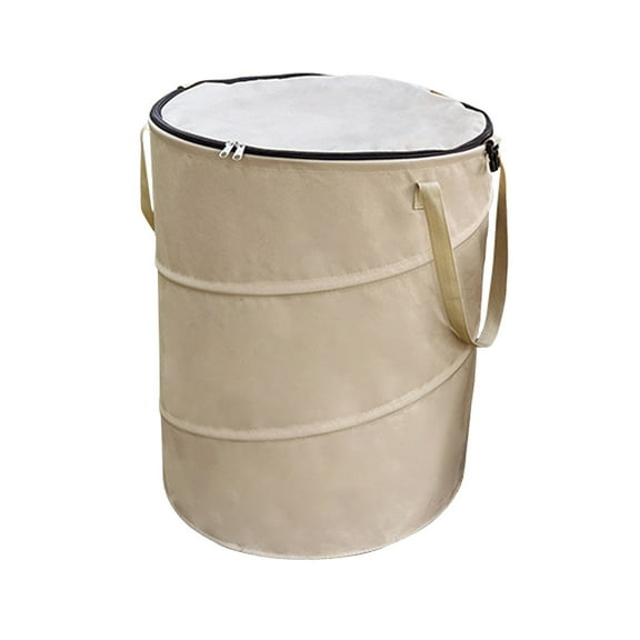 StSilkitty Collapsible Trash Can,Garden Garbage Bag with Lid,Khaki,10 Gallons
