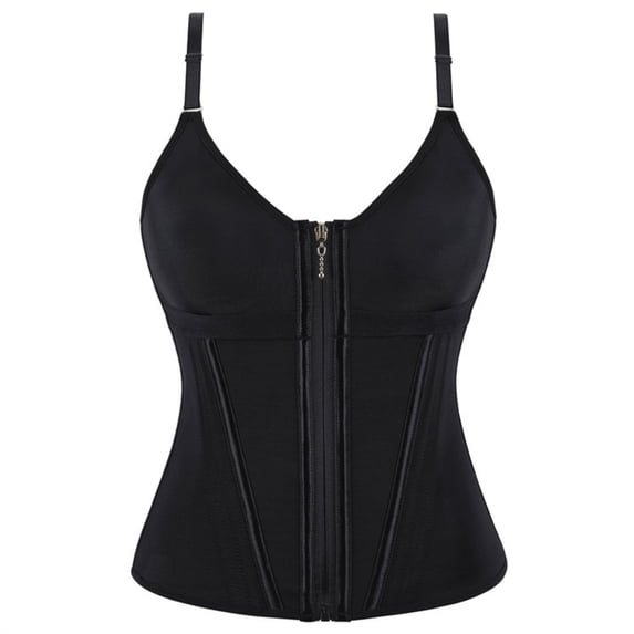 StSilkitty Corset for Women Zip up V Neck Spaghetti Strap Overbust Bustier Lightweight Soft Breathable Corset Tops