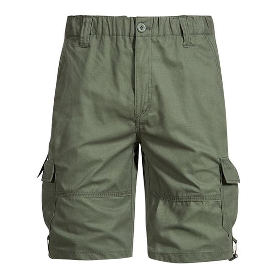 StSilkitty Cotton Capri Pants for Mens Elastic Waist Cargo Capris Outdoor Hiking Fishing Camping Cropped Trousers with Pockets