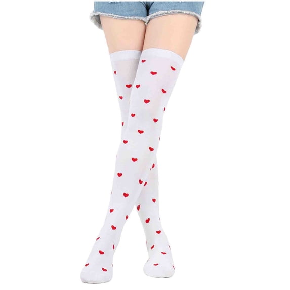 StSilkitty Cotton Thigh High Socks for Women Polka Dot over Knee High Socks Long Warm Thermal Stockings