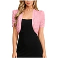 thumbnail image 1 of StSilkitty Cropped Casual Cardigan for Womens Solid Color Open Front Eyelet Bolero Cardigans Lightweight Fashion Tops, 1 of 4