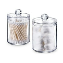 StSilkitty Dispenser For Cotton Ball,Small Clear Plastic Canister Jar Set,For Bathroom Canister Storage Organization