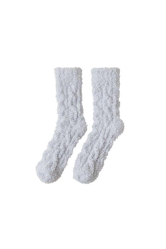 Fall Winter Fuzzy Calf Socks for Mens Womens Solid Color Warm Thermal Crew Socks Lightweight Comfy Socks