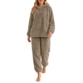 thumbnail image 1 of StSilkitty Fleece Pajama Sets 2 Piece for Women Long Sleeve Hoodies and Pants Sleepwear Set Winter Fuzzy Warm Loungewear, 1 of 8
