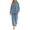 thumbnail image 1 of StSilkitty Fleece Pajama Sets 2 Piece for Women Long Sleeve Hoodies and Pants Sleepwear Set Winter Fuzzy Warm Loungewear, 1 of 8