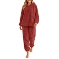 thumbnail image 1 of StSilkitty Fleece Pajama Sets 2 Piece for Women Long Sleeve Hoodies and Pants Sleepwear Set Winter Fuzzy Warm Loungewear, 1 of 8