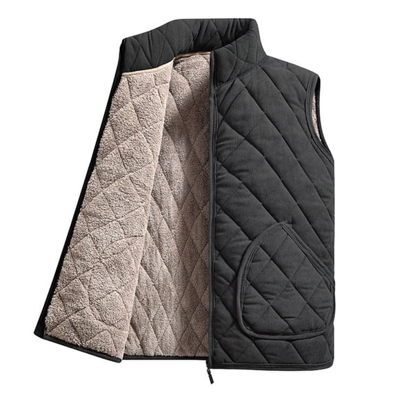 StSilkitty Fleece Vest for Men Full Zip up Sleeveless Stand Collar Vest Jacket Fall Winter Casual Warm Outerwear with Pockets