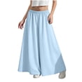 thumbnail image 1 of StSilkitty Flowy Wide Leg Pants for Girls Solid Color High Waist Elastic Pants Lightweight Soft Comfy Trousers, 1 of 5