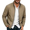 thumbnail image 1 of StSilkitty Full Zip Casual Jacket for Mens Solid Color Long Sleeve Band Collar Work Jackets Lightweight Soft Coat with Pockets, 1 of 5