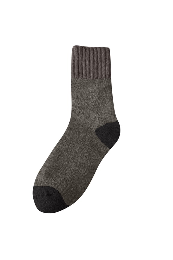 Fuzzy Calf Slipper Socks for Men Women Color Block Warm Thermal Mid Crew Socks Fall Winter Thick Socks