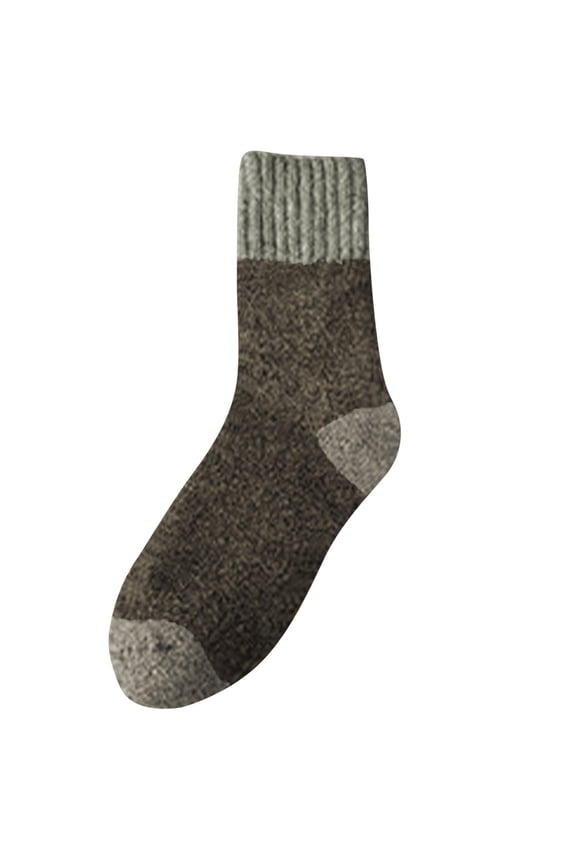 Fuzzy Calf Slipper Socks for Men Women Color Block Warm Thermal Mid Crew Socks Fall Winter Thick Socks