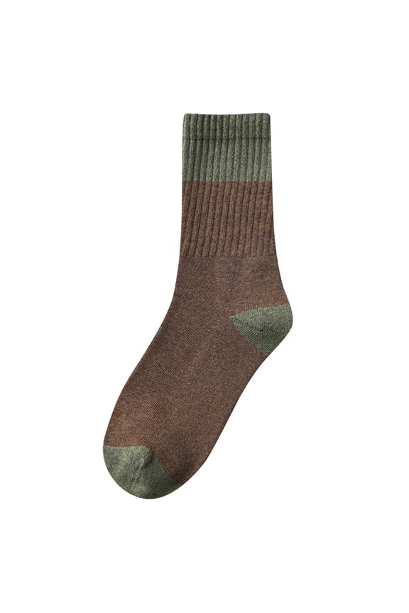 Fuzzy Calf Socks for Mens Women Cotton Color Block Warm Slipper Mid Crew Socks Winter Lightweight Soft Socks