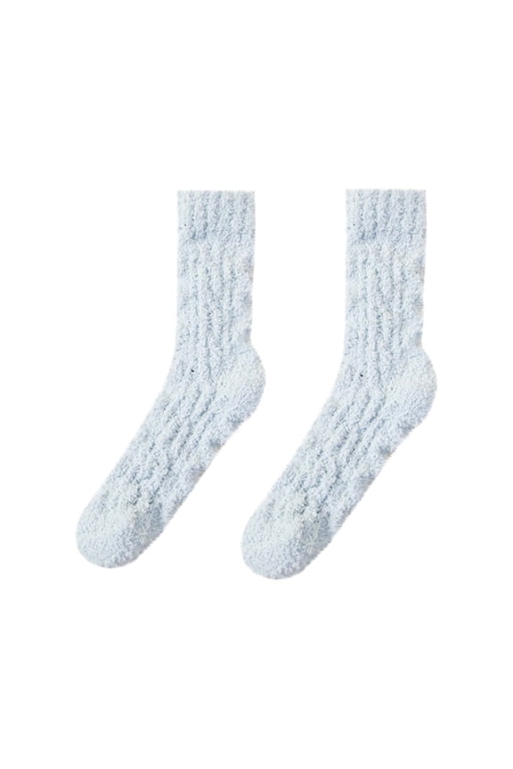 Fuzzy Thermal Calf Socks for Men Women Winter Solid Color Breathable Warm Crew Socks Lightweight Soft Thick Socks
