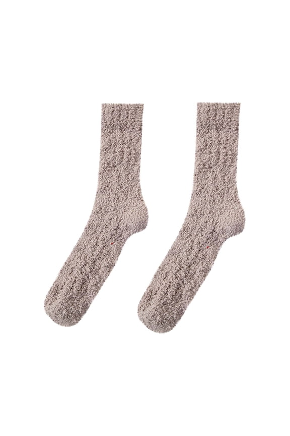 Fuzzy Thermal Calf Socks for Men Women Winter Solid Color Breathable Warm Crew Socks Lightweight Soft Thick Socks