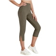thumbnail image 1 of StSilkitty Girls Capris Leggings Solid Color High Waist Elastic Stretch Yoga Cropped Pants Comfy Breathable Trousers with Pockets, 1 of 9