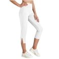 thumbnail image 1 of StSilkitty Girls Capris Leggings Solid Color High Waist Elastic Stretch Yoga Cropped Pants Comfy Breathable Trousers with Pockets, 1 of 9