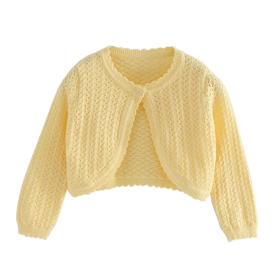 StSilkitty Girls Casual Cardigan Bolero Solid Color Long Sleeve Open Front One Button Sweater Lightweight Soft Sweaters