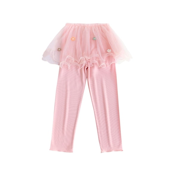 StSilkitty Girls Casual Leggings with Skirt Solid Color High Waist Elastic Stretch Pants Soft Comfy Breathable Trousers