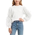 thumbnail image 1 of StSilkitty Girls Casual Tops Puff Long Sleeve Bowknot Crewneck Pullover Tees Fall Lightweight Fashion T-Shirts Size 2-10, 1 of 7