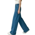 thumbnail image 1 of StSilkitty Girls Denim Pants Solid Color High Waist Elastic Jeans with Pockets Lightweight Soft Loose Trousers with Pockets, 1 of 5