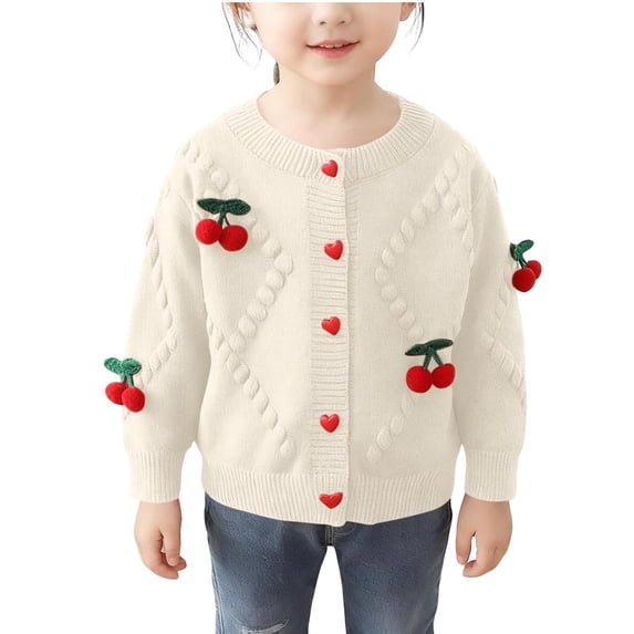 StSilkitty Girls Knit Cardigan Sweater Cute Embroidery Long Sleeve Button down Cable Cardigans Fall Winter Casual Tops