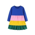 thumbnail image 1 of StSilkitty Girls Long Sleeve Midi Dress Cotton Color Block Crew Neck Pleated Dresses Loose Casual Fall Winter Outfits, 1 of 5