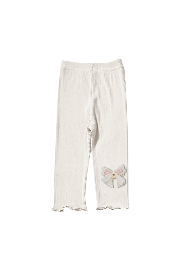 Girls Ruffle Capris Leggings Elastic Waist Stretch Capri Pants Solid Color Breathable Under Dress Cropped Pants
