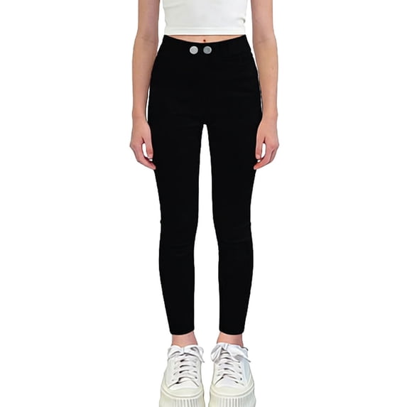 StSilkitty Girls Slim Jeans Solid Color High Waist Stretch Button Denim Pants Lightweight Breathable Trousers with Pockets