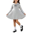 thumbnail image 1 of StSilkitty Girls Sweater Dress Long Sleeve Collared Bowknot A-Line Midi Dresses Fall Lightweight Casual Outfits, 1 of 9