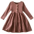 thumbnail image 1 of StSilkitty Girls Sweater Dress Long Sleeve Crew Neck Button A-Line Knit Dresses Fall Solid Color Lightweight Outfits, 1 of 4