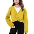 thumbnail image 1 of StSilkitty Girls Wrap Tops Long Sleeve V Neck Fleece Dance Cardigan Sweater Cotton Fall Winter Cover Up Size 4-13, 1 of 7