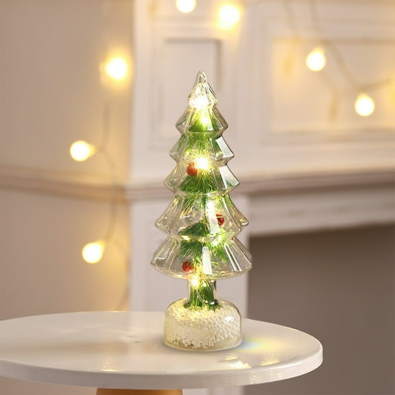 StSilkitty Glowing Mini Christmas Tree with Lights Battery Operated Desktop Ornament for Home and Office Holiday Decorations Suit Christmas Gift Accessory