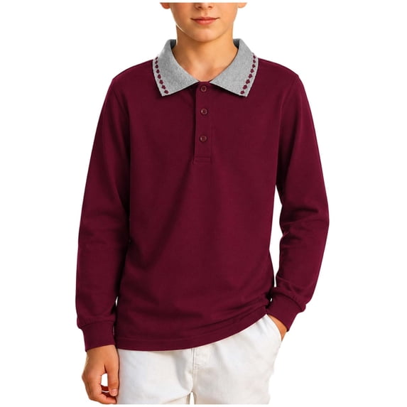 StSilkitty Golf Shirts for Boys Girls Long Sleeve Collared Button School Uniform Dress Tees Top Lightweight Comfy Clothes