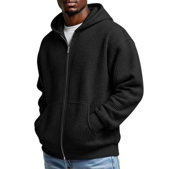 StSilkitty Hooded Jacket for Men Long Sleeve Full Zip Hoodies Sweatshirt Fall Winter Casual Outerwear with Pockets