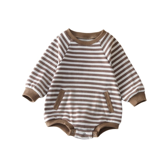 StSilkitty Infant Boys Girls Striped Bodysuit Long Sleeve Crewneck Romper Cotton Lightweight Casual Jumpsuit