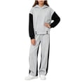thumbnail image 1 of StSilkitty Kids 2 Piece Outfits Set Color Block Long Sleeve Hooded Sweatshirt and Jogger Sweatpants Sweatsuit Sets, 1 of 8